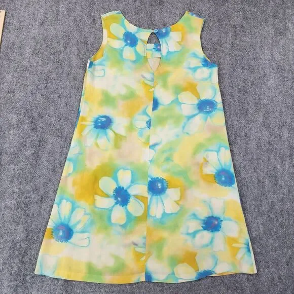 Vintage Jams World Dress Womens Medium Colorful Ivory Flower Sleeveless USA Made - Picture 3 of 16